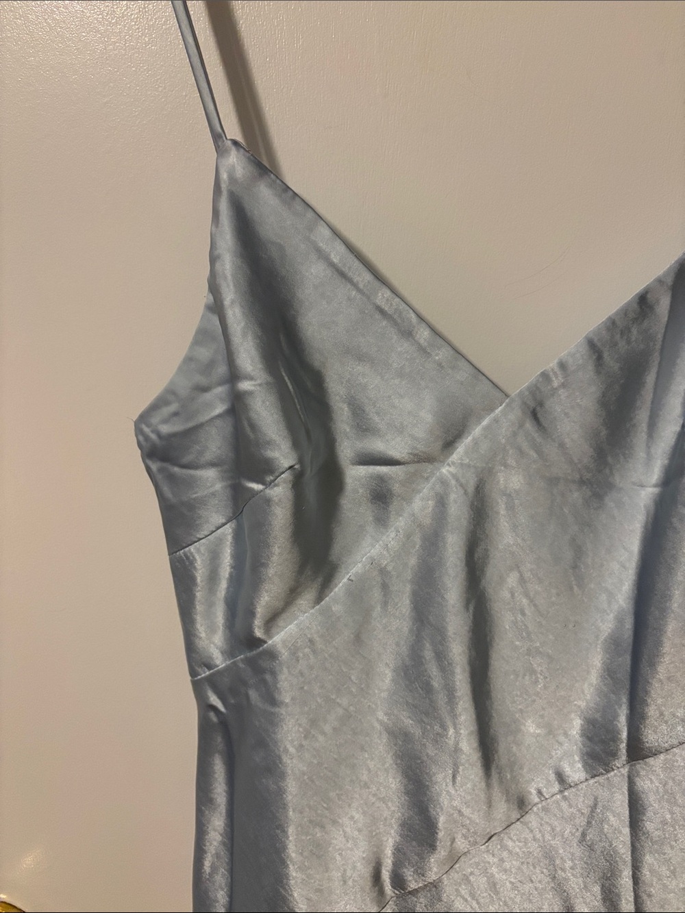 Y2K Feminine Romantic Princess Polly Light Blue Satin Slip Mini Dress - Picture 2 of 7